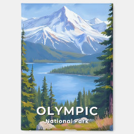 Imán Parque nacional Olímpico | Pintura de viaje de Was