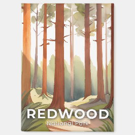 Imán Parque nacional Redwood | Arte de viajes en acuare