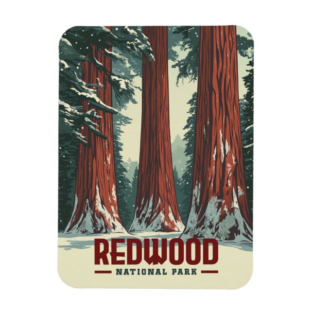 Imán Parque nacional Redwood - Vintage California (Vertical)