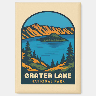 Imán Parque nacional Retro Vintage Travel Crater Lake