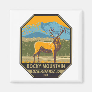 Imán Parque nacional Rocky Mountain Colorado Elk Vintag