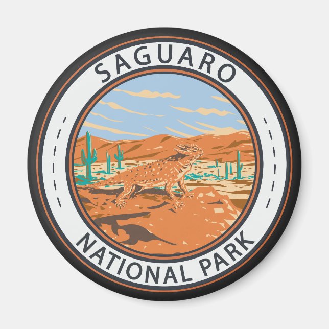 Imán Parque nacional Saguaro Círculo de lagarto (Frente)