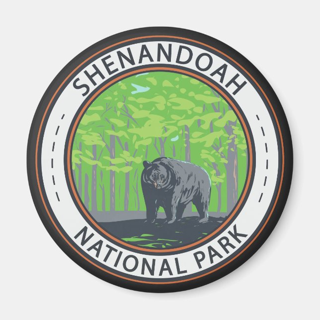 Imán Parque nacional Shenandoah Círculo de Oso Negro (Frente)
