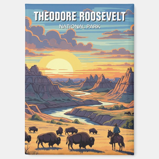 Imán Parque nacional Theodore Roosevelt North Dakota (Anverso)