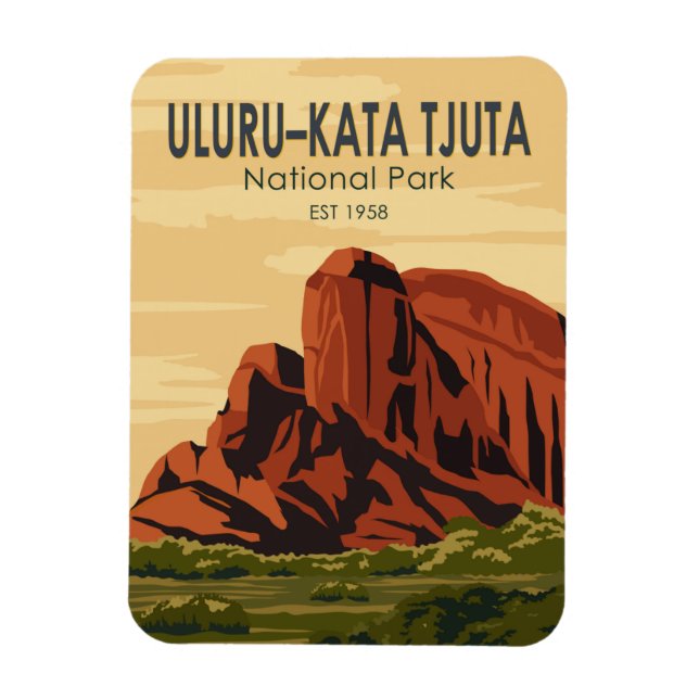 Imán Parque nacional Uluru-Kata Tjuta Australia Vintage (Vertical)