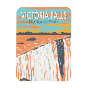 Imán Parque nacional Victoria Falls Viajes Arte Vintage