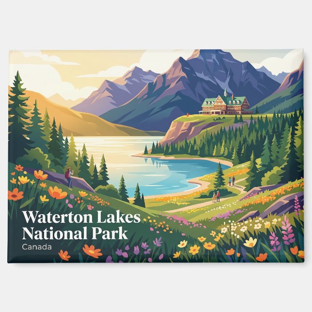 Imán Parque Nacional Waterton Lakes Canadá (Anverso)