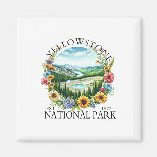 Imán Parque Nacional Yellowstone Floral Senderismo Camp