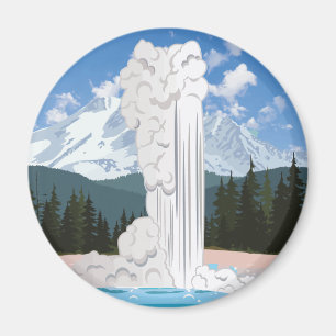 Imán Parque nacional Yellowstone Retro Old Faith