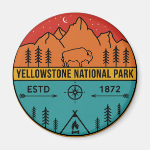 Imán Parque nacional Yellowstone Retro Wyoming USA Biso