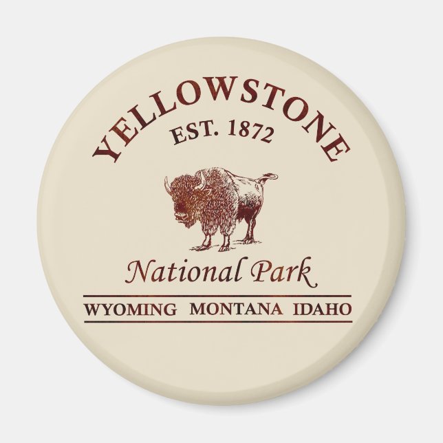 Imán Parque Nacional Yellowstone Vintage (Frente)