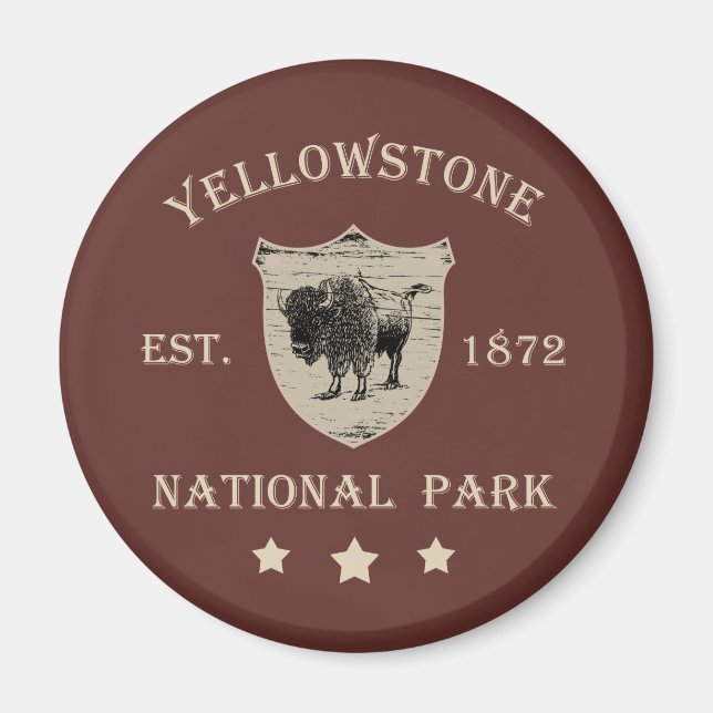 Imán Parque Nacional Yellowstone Vintage (Frente)