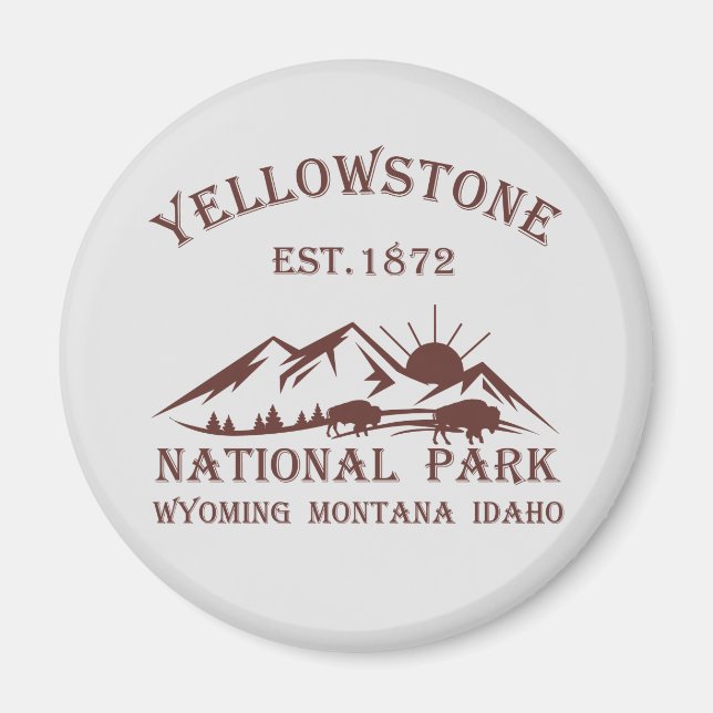 Imán Parque Nacional Yellowstone Vintage (Frente)