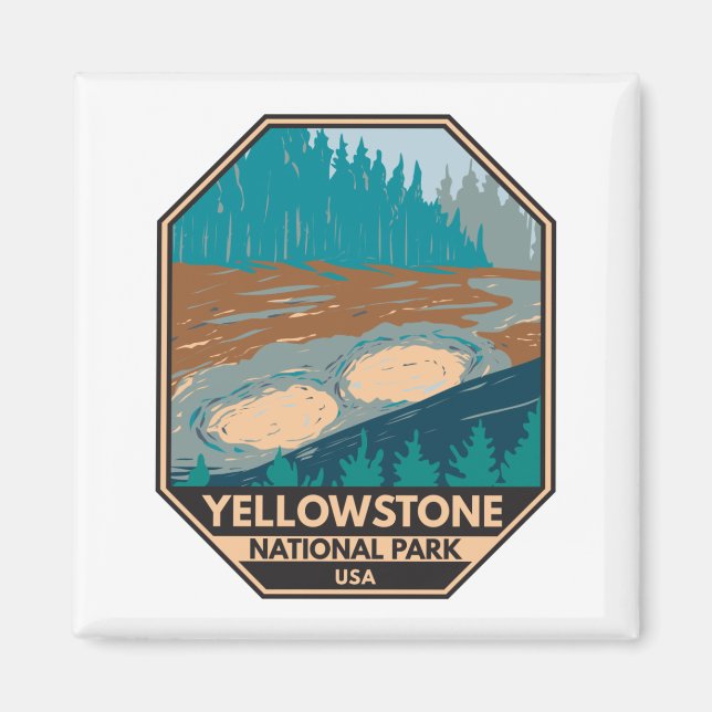 Imán Parque nacional Yellowstone Vintage (Frente)