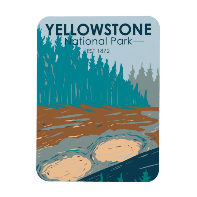 Imán Parque nacional Yellowstone Vintage (Vertical)