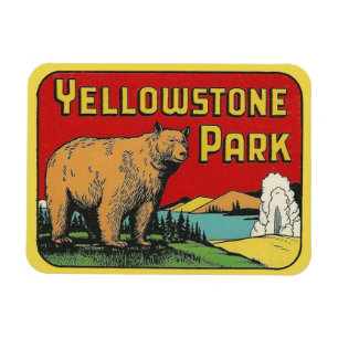 Imán Parque nacional Yellowstone Vintage Travel Magnet