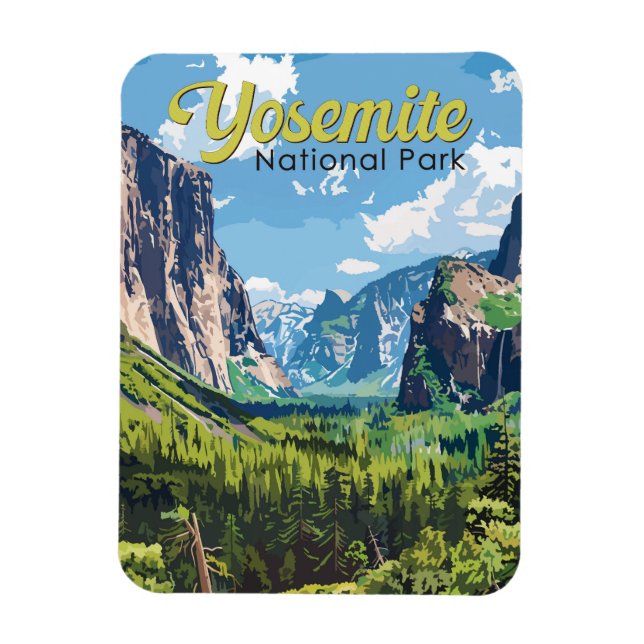 Imán Parque nacional Yosemite Arte de Viajes Ilustracio (Vertical)