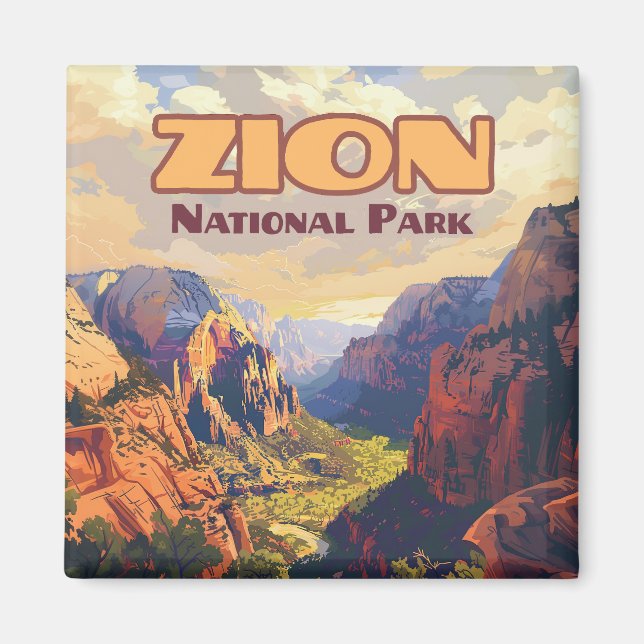Imán Parque nacional Zion Retro Cañón Utah Moab (Frente)