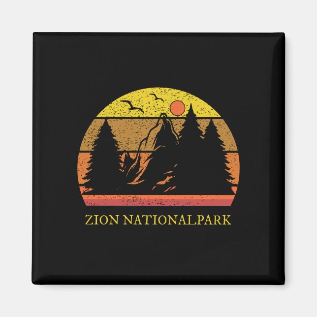 Imán Parque nacional Zion Retro Vintage (Frente)