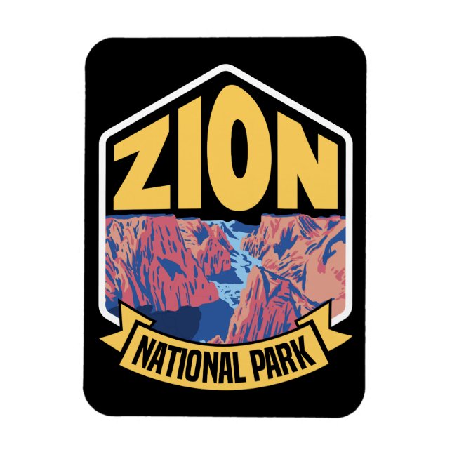 Imán Parque Nacional Zion Utah Retro (Vertical)