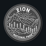 Imán Parque nacional Zion Utah Vintage Monoline<br><div class="desc">Diseño de monolina del Parque Nacional Zion. El parque es una reserva natural del suroeste de Utah que se distingue por los acantilados rojos pronunciados del cañón de Zion.</div>
