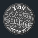 Imán Parque nacional Zion Utah Vintage Monoline<br><div class="desc">Diseño de monolina del Parque Nacional Zion. El parque es una reserva natural del suroeste de Utah que se distingue por los acantilados rojos pronunciados del cañón de Zion.</div>