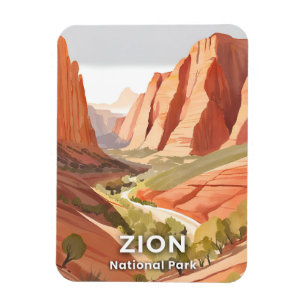 Imán Parque Nacional Zion Viaje Acuarela Valle