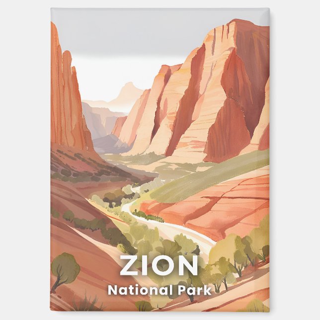 Imán Parque Nacional Zion | Viaje Valle Acuarela (Anverso)