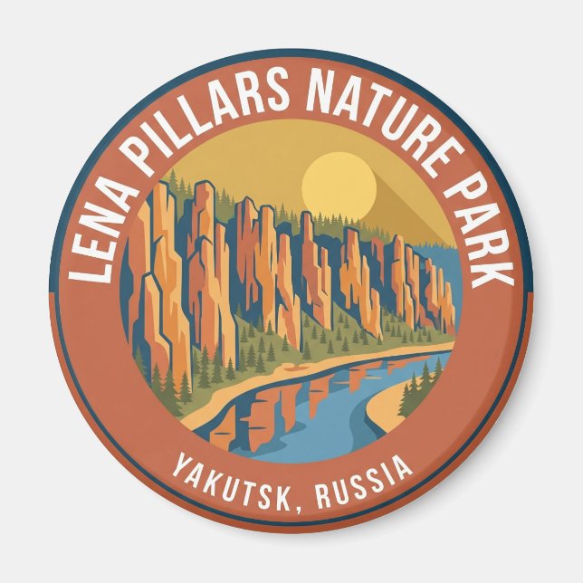 Imán Parque Natural de los Pilares de Lena Rusia (Frente)