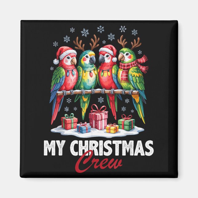 Imán Parrot Christmas Crew Cute Bird Lovers Funny Holid (Frente)