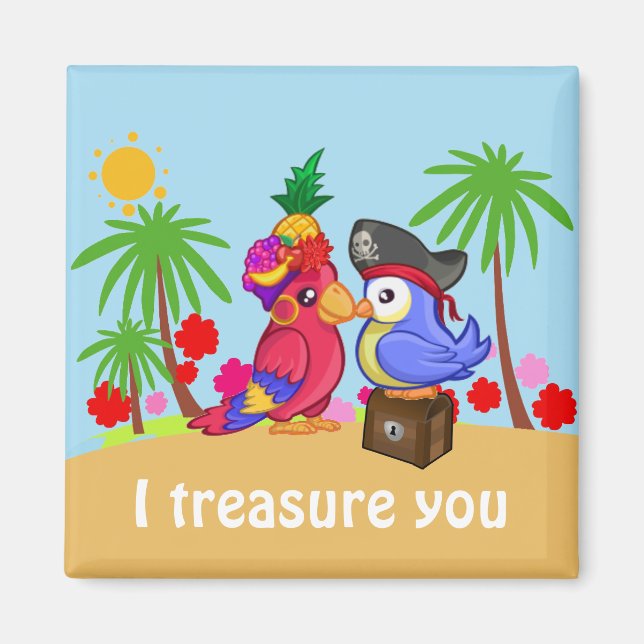 Imán Parrots Treasure love (Frente)