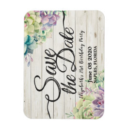 Imán Partido Cumpleaños Salven La Suculenta Madera Rúst