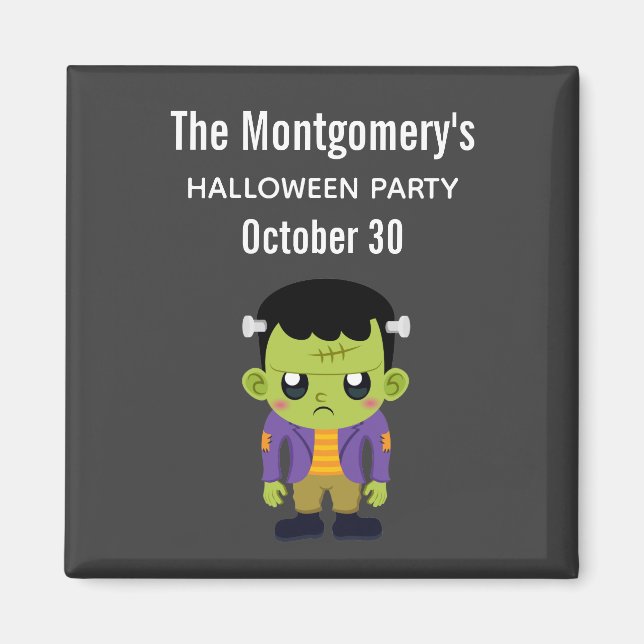 Imán Partido de Halloween de Monstruos Verdes Frankenst (Frente)