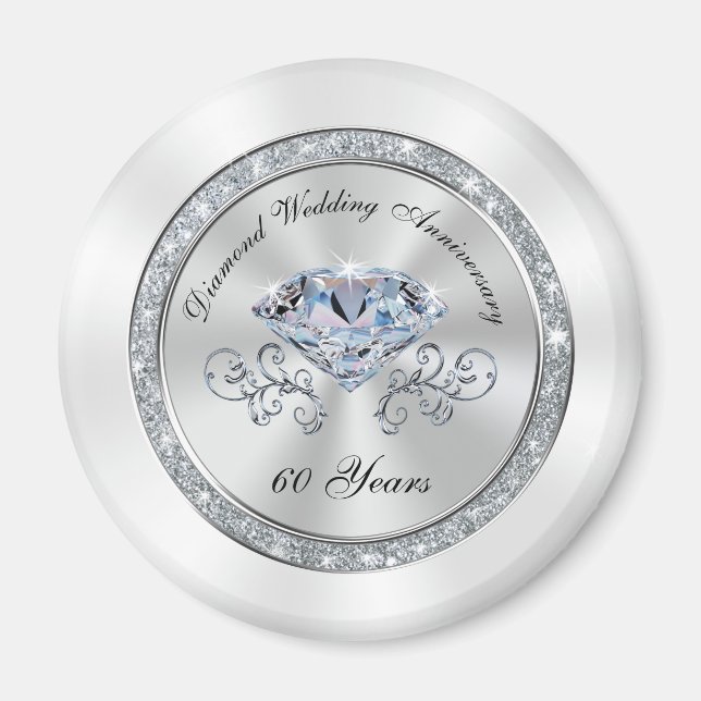 Imán Partido del 60° Aniversario Boda barato favorece a (Frente)