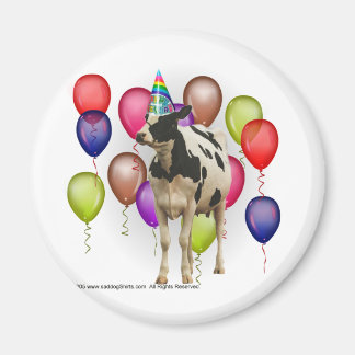 Imán Partido temático de la vaca de cumpleaños