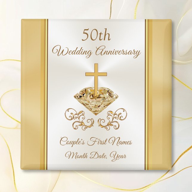 Imán Partidos cristianos en el 50° aniversario de los B (50 year anniversary party favors. Cheap Personalized, giveaways for golden wedding anniversary.)