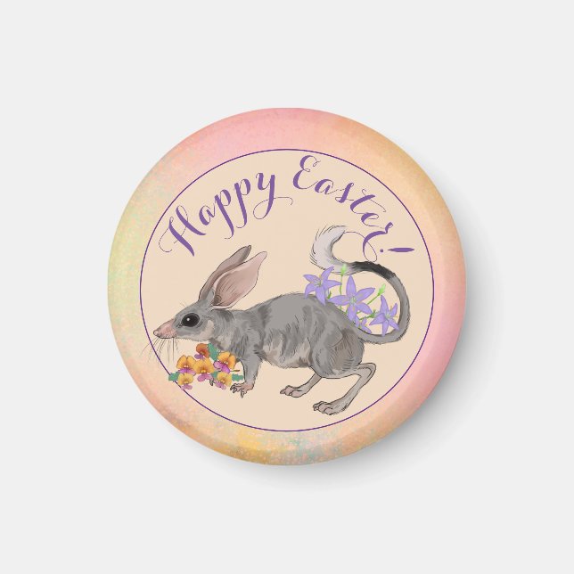 Imán Pascua Bilby y Flores Australianas Felices Pascuas (Frente)