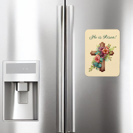 Imán Pascua: Cruz Floral "He is Risen"