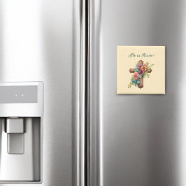 Imán Pascua: Cruz Floral "He is Risen"