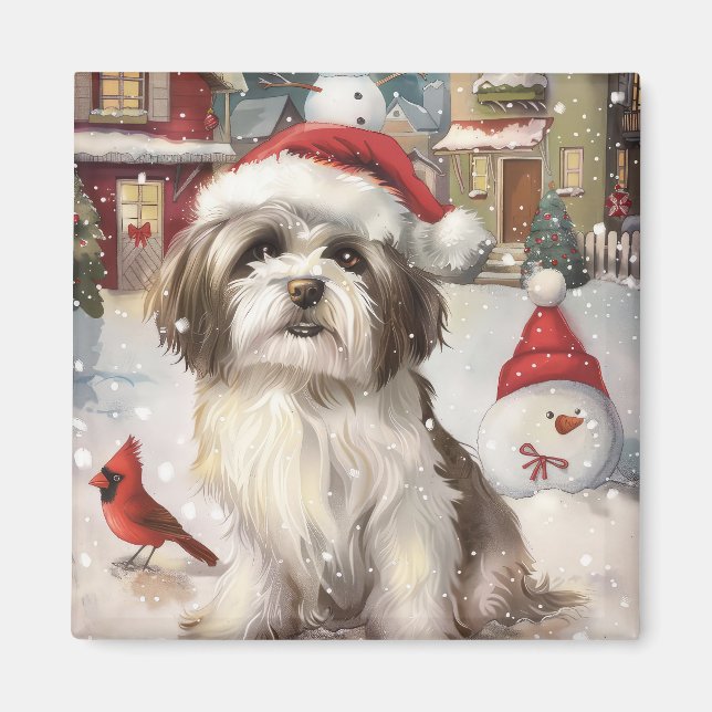 Imán Pascua de invierno Havanese Alegría de Navidad (Frente)