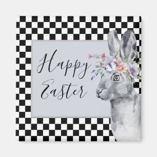 Imán Pascua del tablero de bonito Bunny Checkerboard