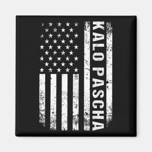 Imán Pascua griega Kalo Pascha Retro Bandera Estadounid