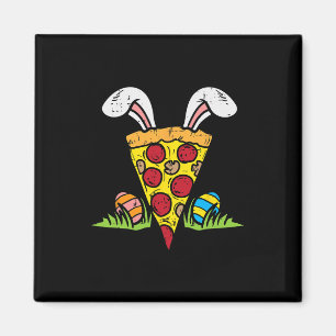 Imán Pascua Pizza Slice Bunny Ears Divertido Snack Food