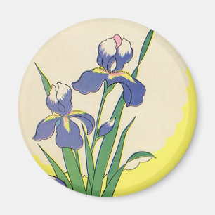 Imán Pascua Vintage, Flores de Iris de Jardín Púrpura