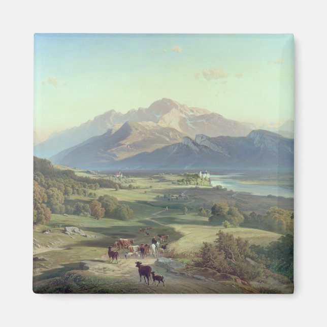 Imán Paseo a caballo con su ganado en una montaña (Frente)