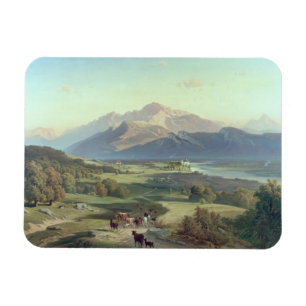 Imán Paseo a caballo con su ganado en una montaña