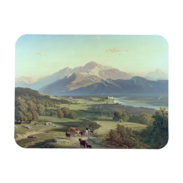 Imán Paseo a caballo con su ganado en una montaña (Horizontal)