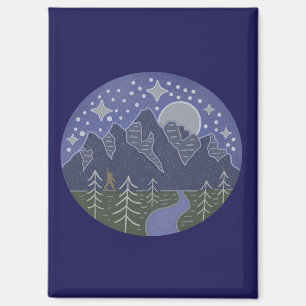 Imán Paseo de Bigfoot en una noche estrellada   Arte po