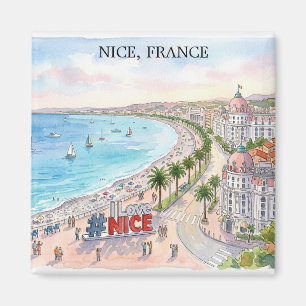 Imán Paseo de los Ingleses Francia Arte Acuarela