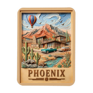 Imán Paseo en coche por Phoenix Arizona Texto vintage d
